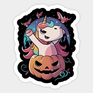 Spooky Unicorn Funny Cute Magic Halloween Sticker